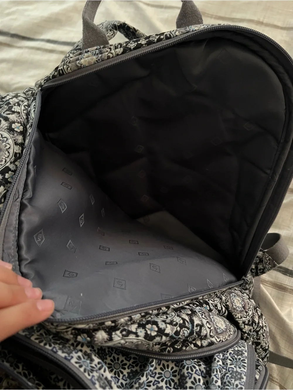 Vera Bradley Black and Gray Medallion Quilted Backpack